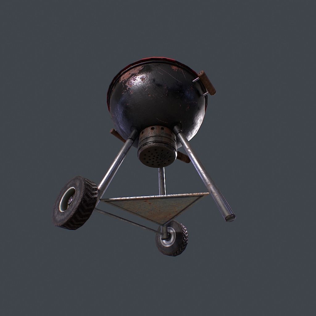 Old Barbecue Low-poly 3D model_3