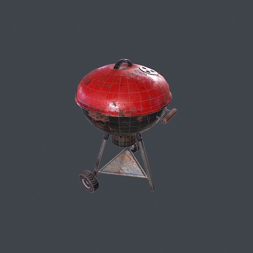 Old Barbecue Low-poly 3D model_17
