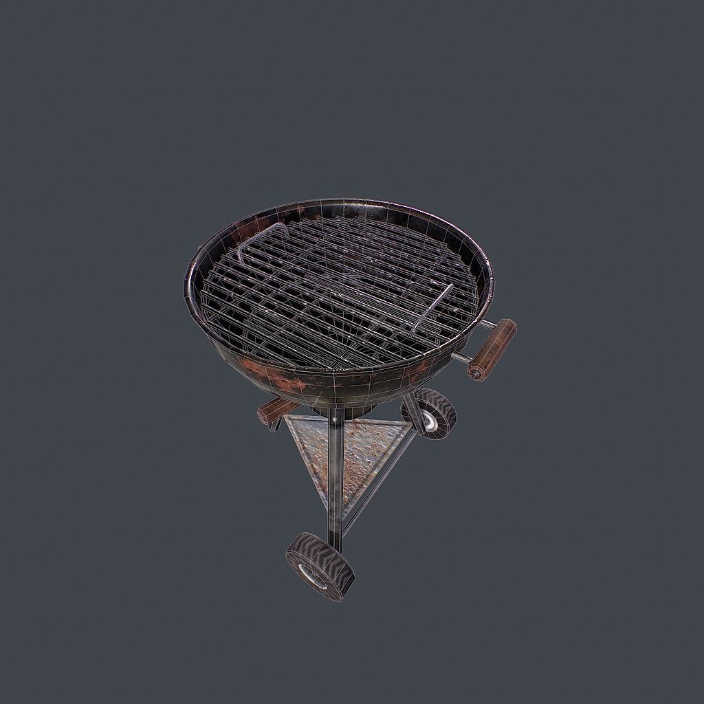 Old Barbecue Low-poly 3D model_16