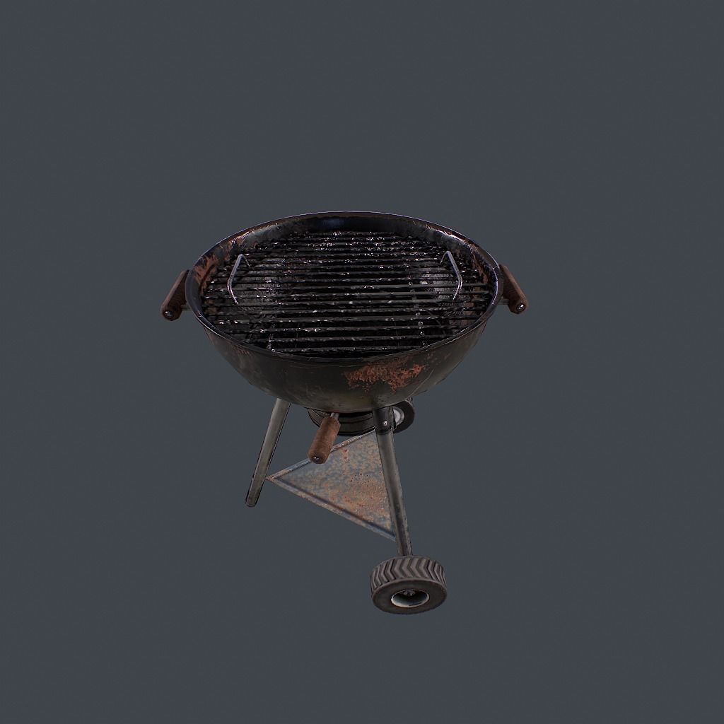 Old Barbecue Low-poly 3D model_8