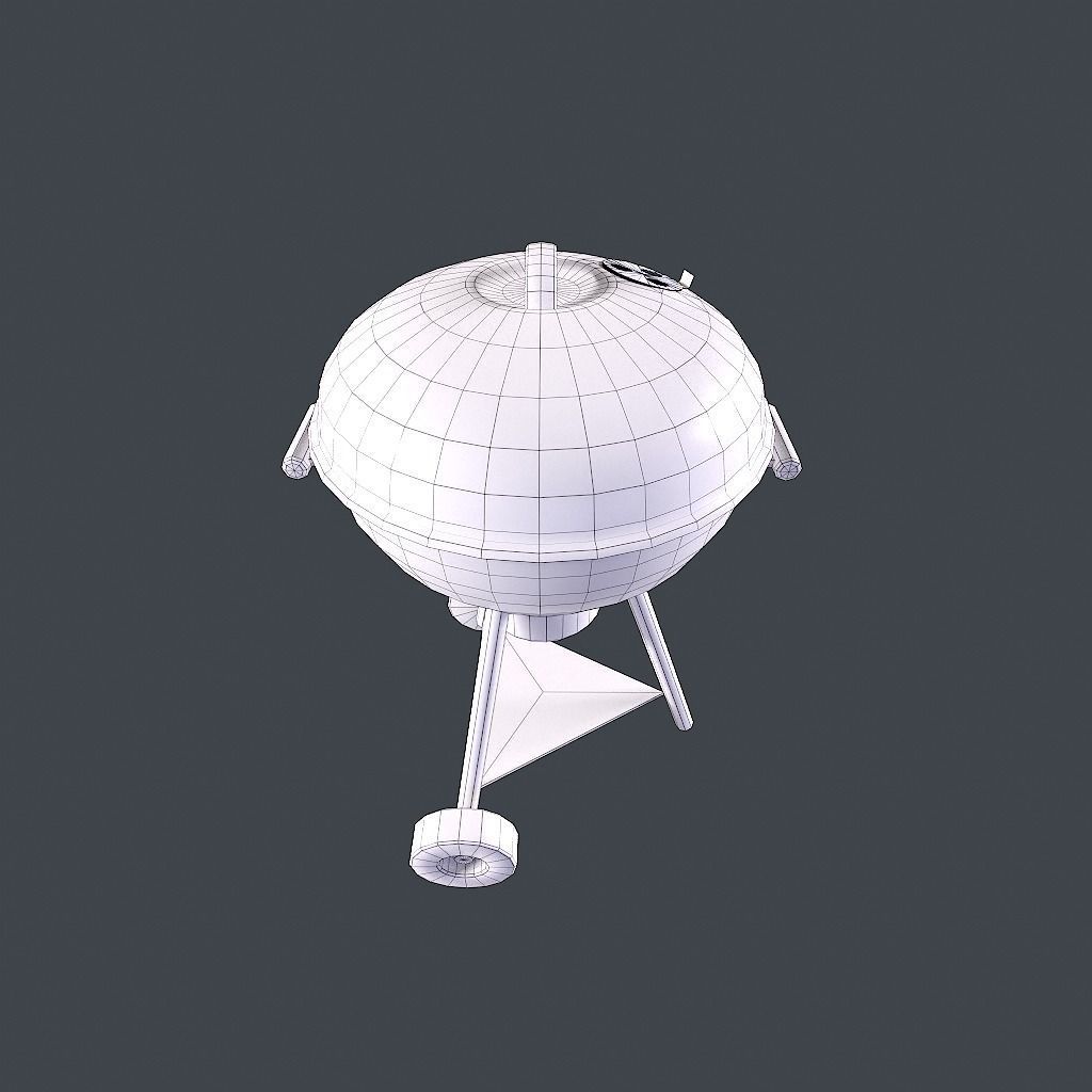 Old Barbecue Low-poly 3D model_21