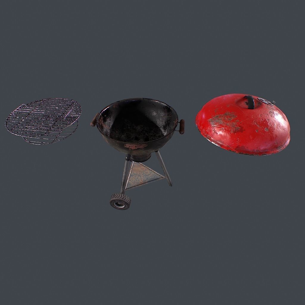 Old Barbecue Low-poly 3D model_12