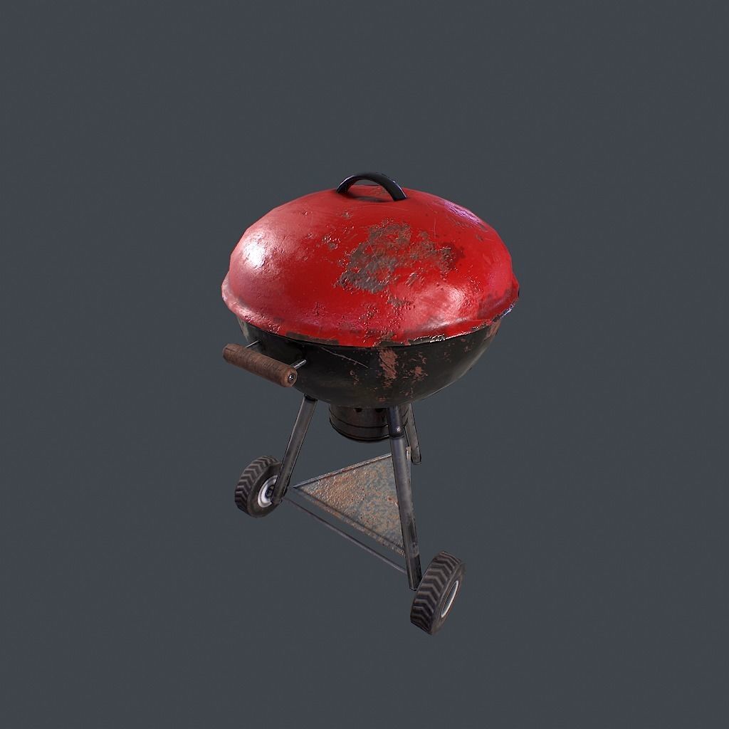 Old Barbecue Low-poly 3D model_2