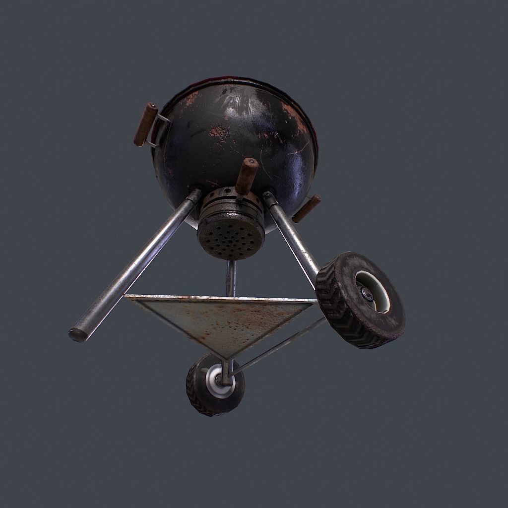 Old Barbecue Low-poly 3D model_4