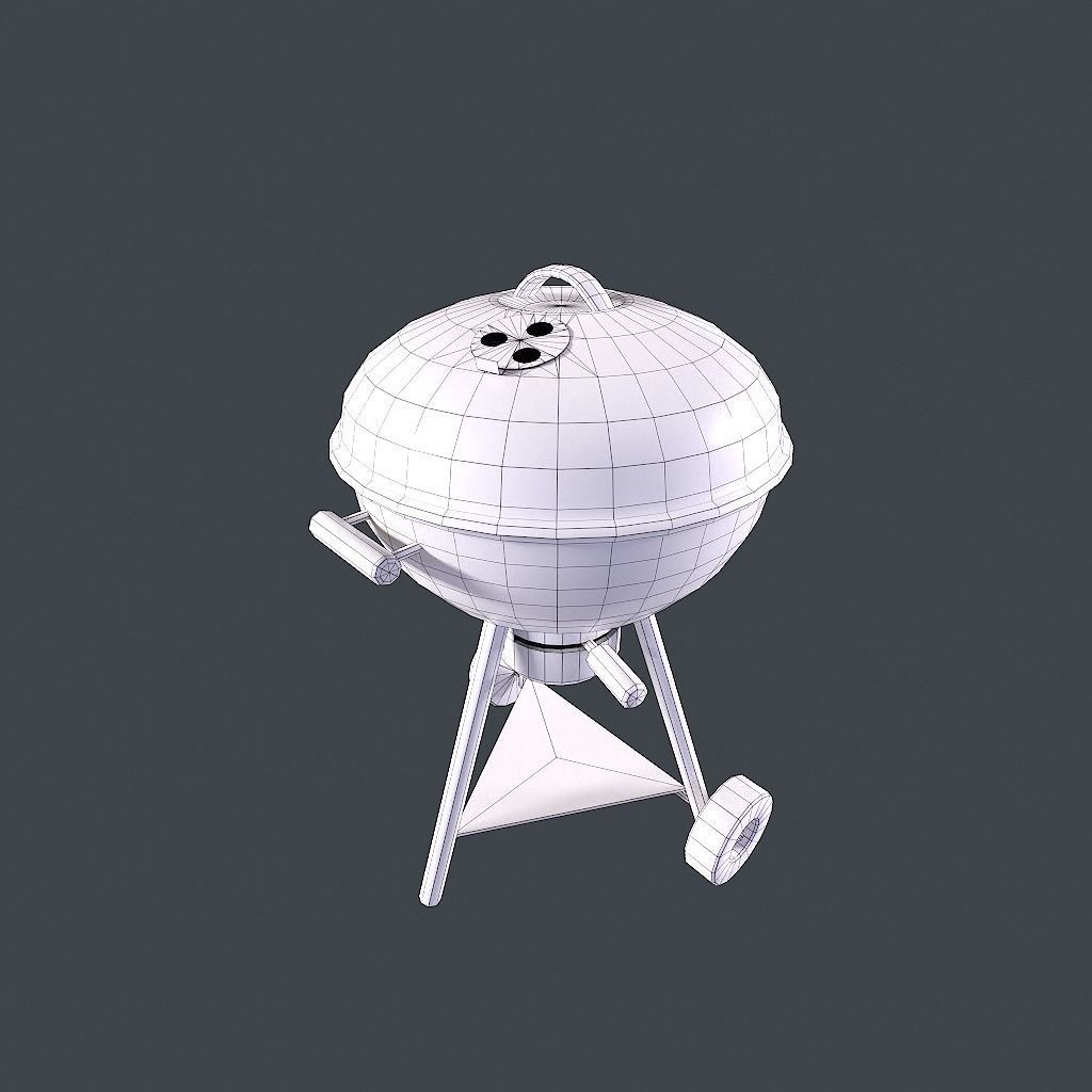 Old Barbecue Low-poly 3D model_20
