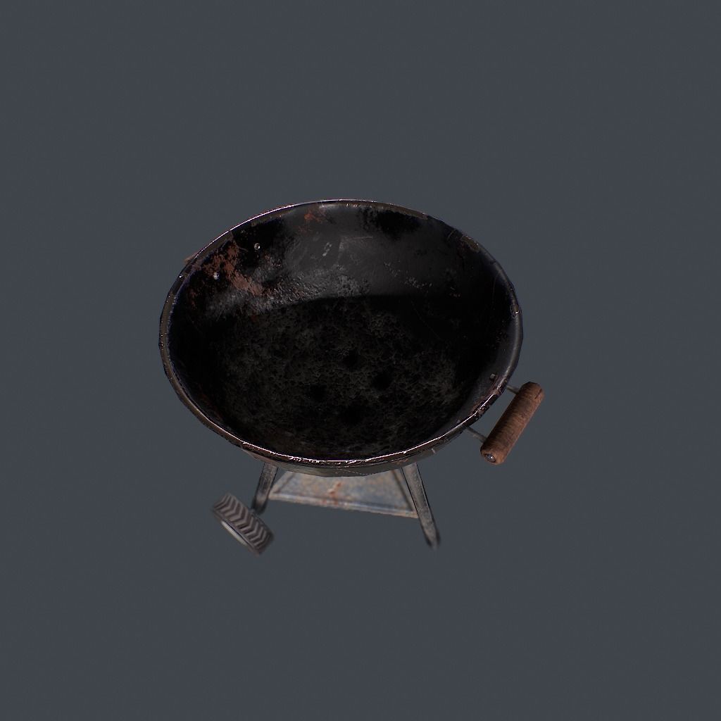 Old Barbecue Low-poly 3D model_9
