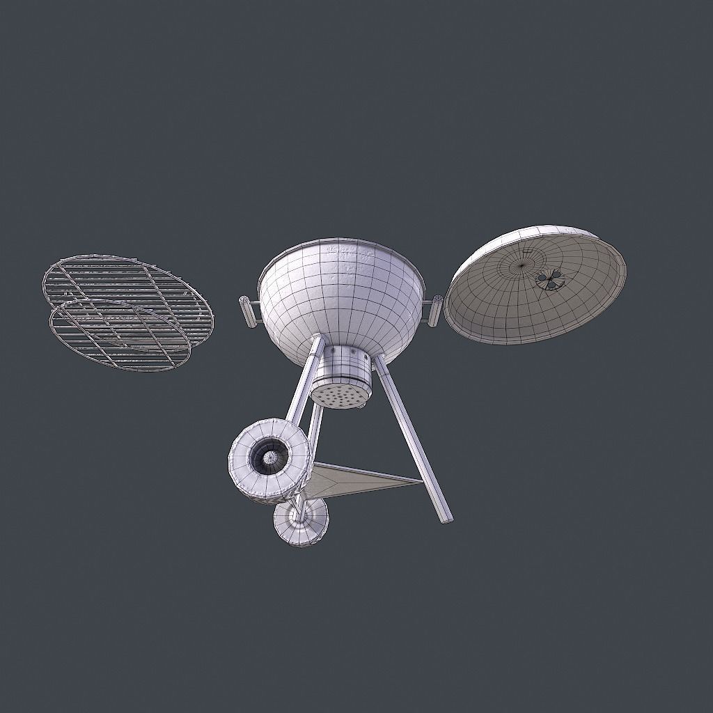 Old Barbecue Low-poly 3D model_29