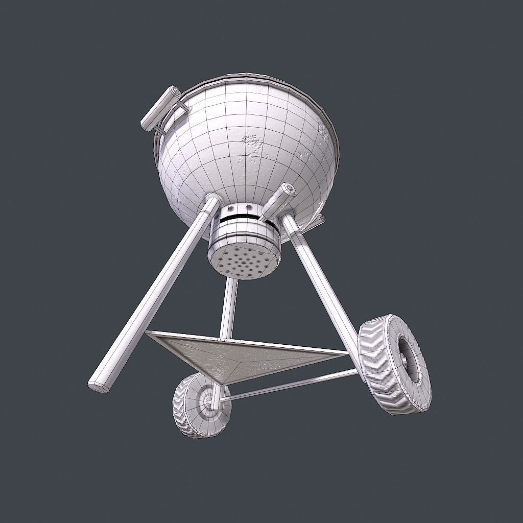 Old Barbecue Low-poly 3D model_22