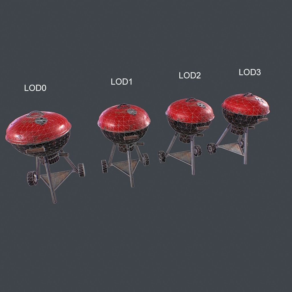Old Barbecue Low-poly 3D model_19