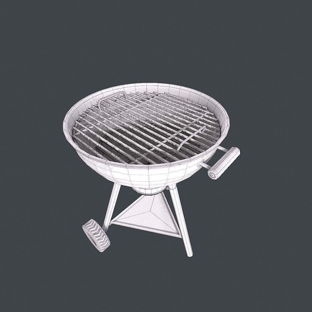 Old Barbecue Low-poly 3D model_25
