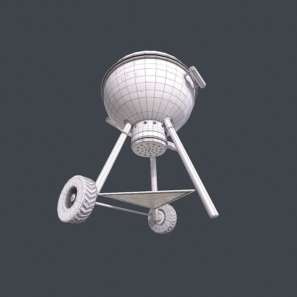 Old Barbecue Low-poly 3D model_24