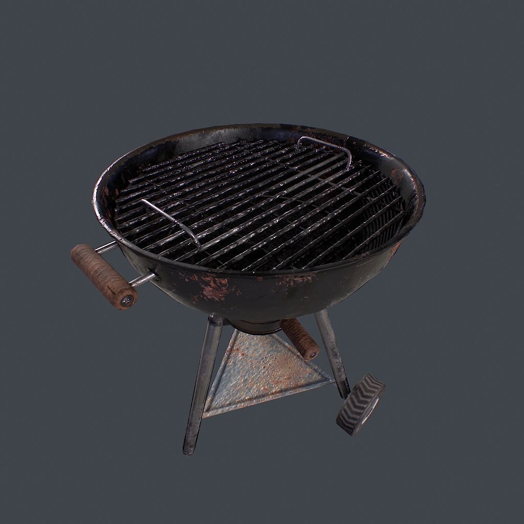 Old Barbecue Low-poly 3D model_7