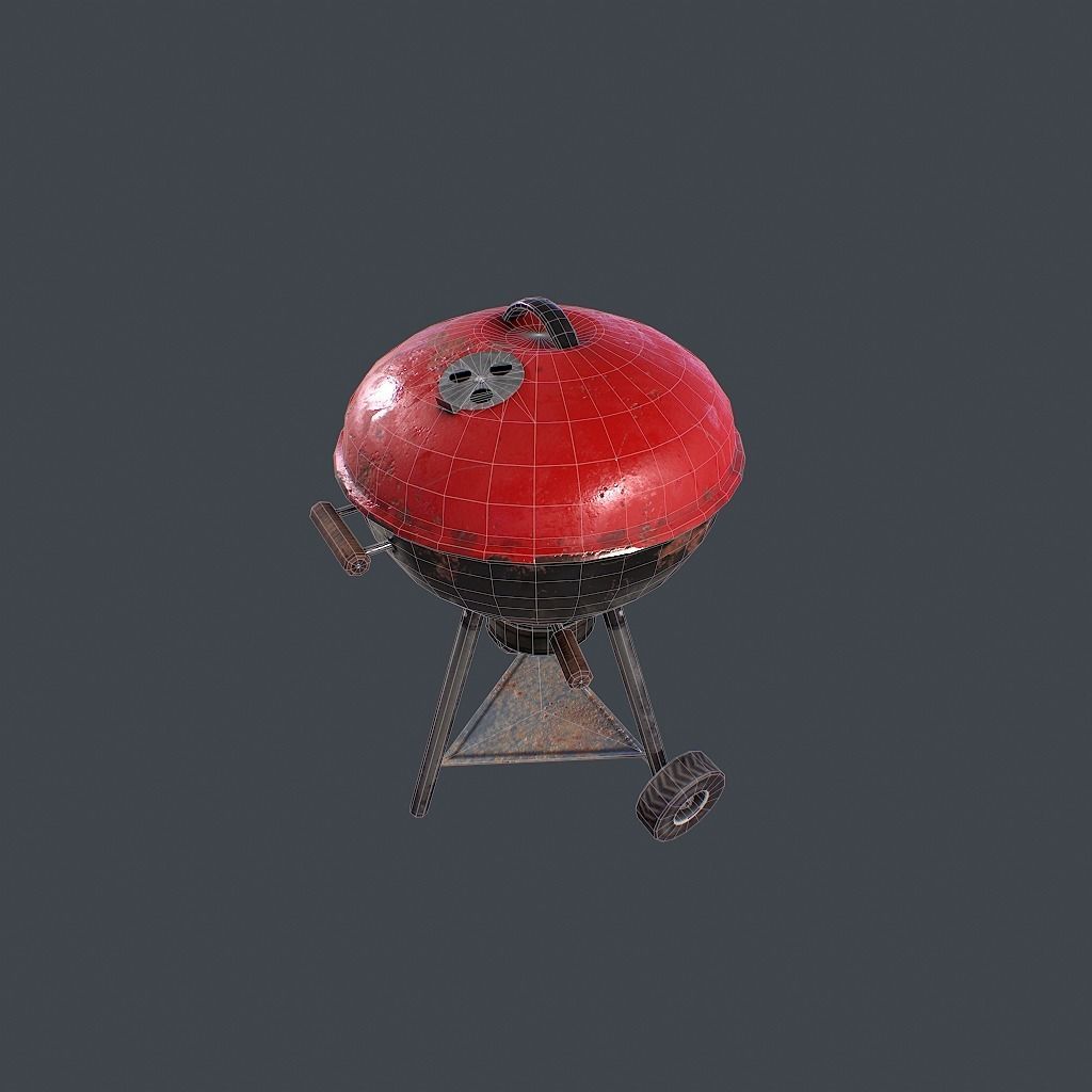 Old Barbecue Low-poly 3D model_15