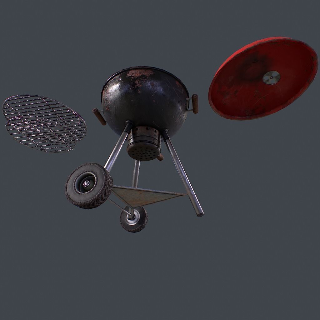 Old Barbecue Low-poly 3D model_13