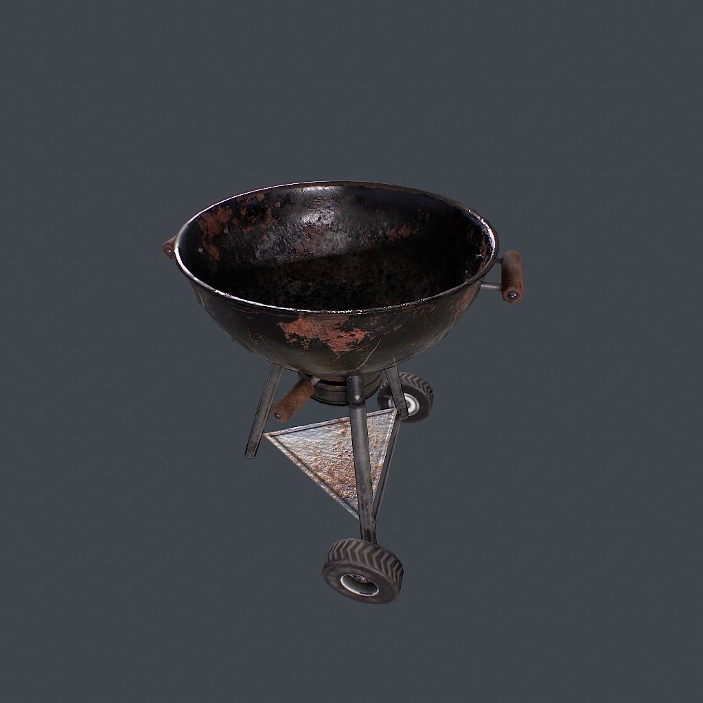 Old Barbecue Low-poly 3D model_11