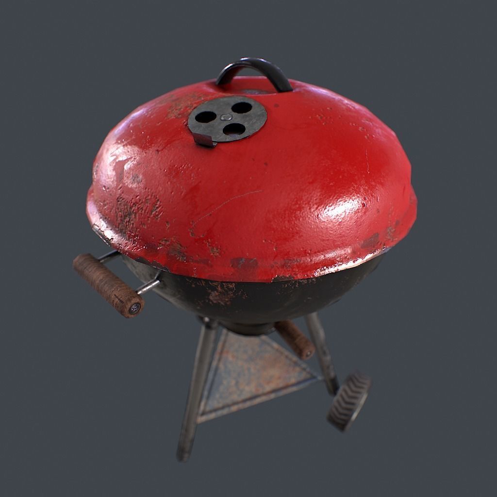 Old Barbecue Low-poly 3D model_5