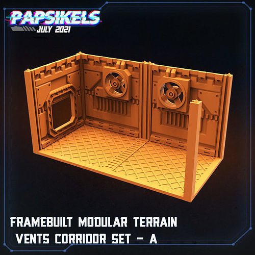 FRAME BUILT MODULAR TERRAIN VENTS CORRIDOR SET A 3D print model