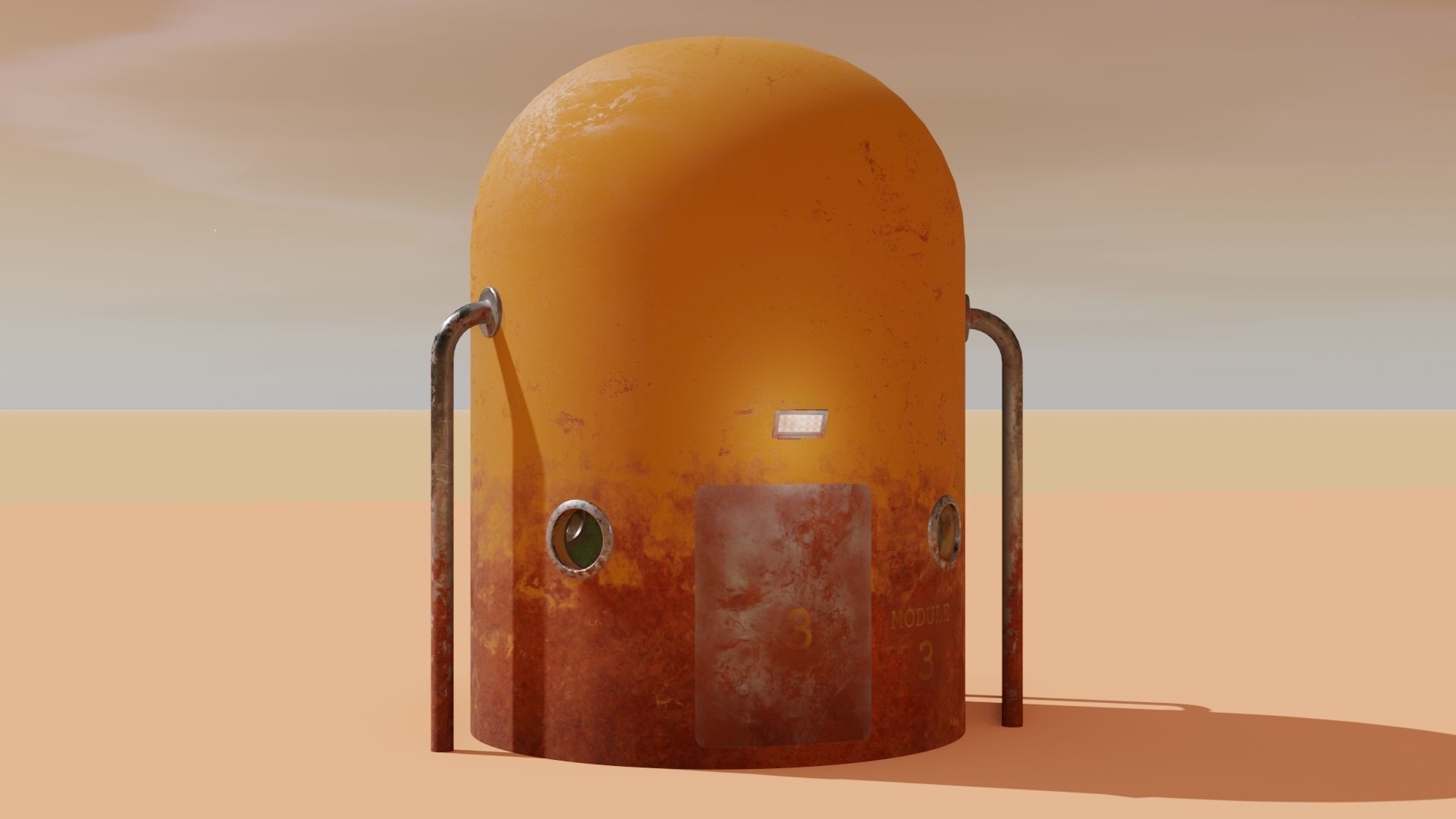Mars module and landscape Low-poly 3D model_5