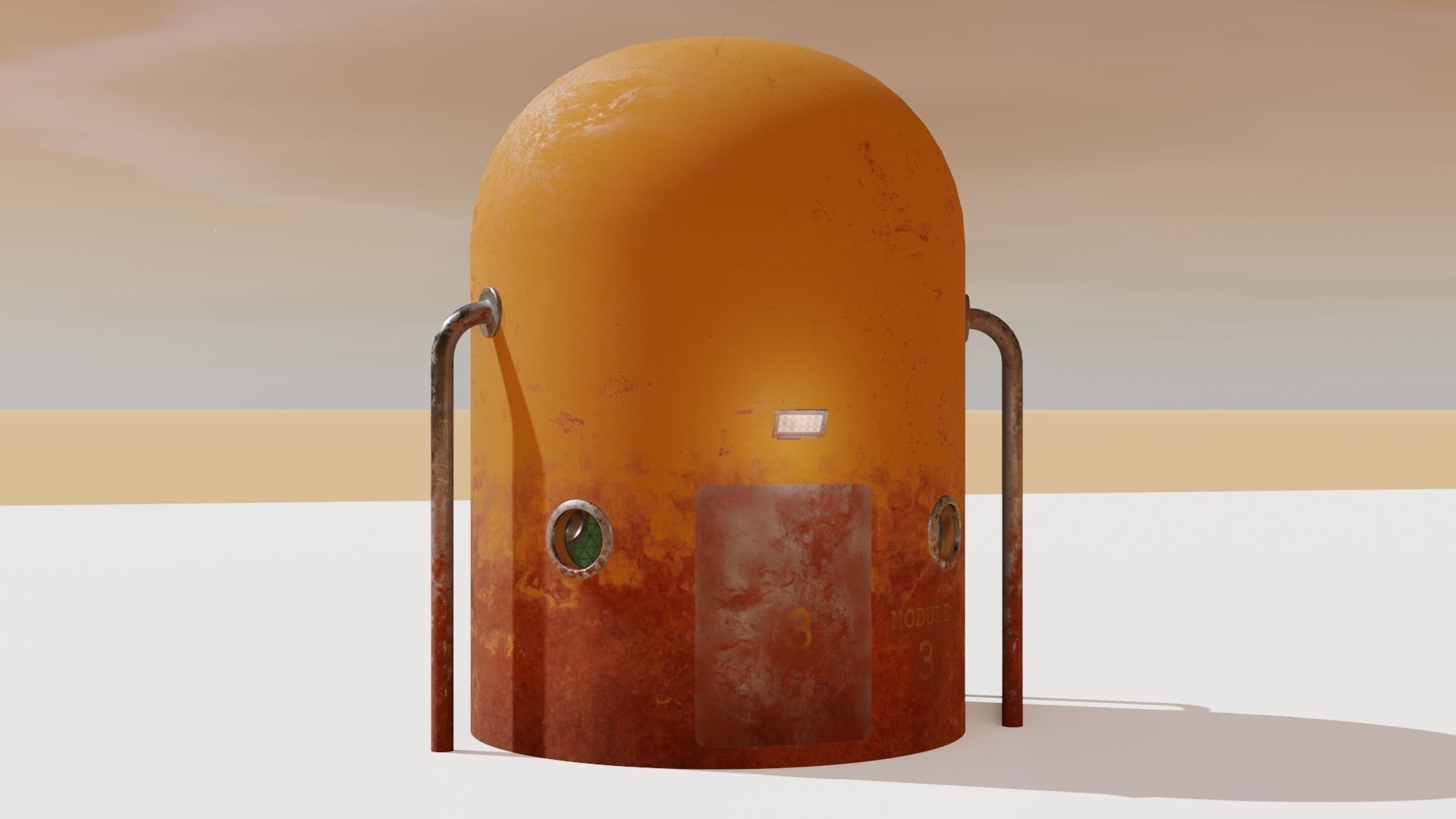 Mars module and landscape Low-poly 3D model_4
