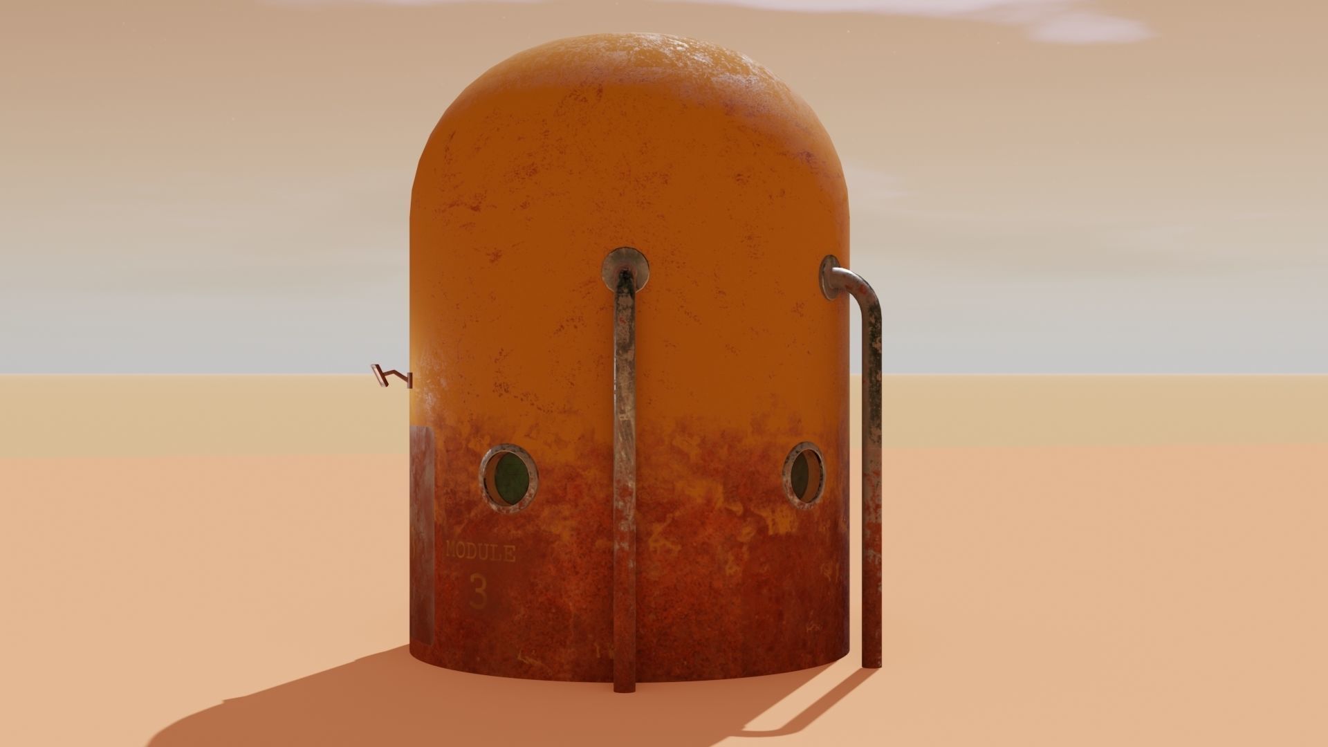 Mars module and landscape Low-poly 3D model_6
