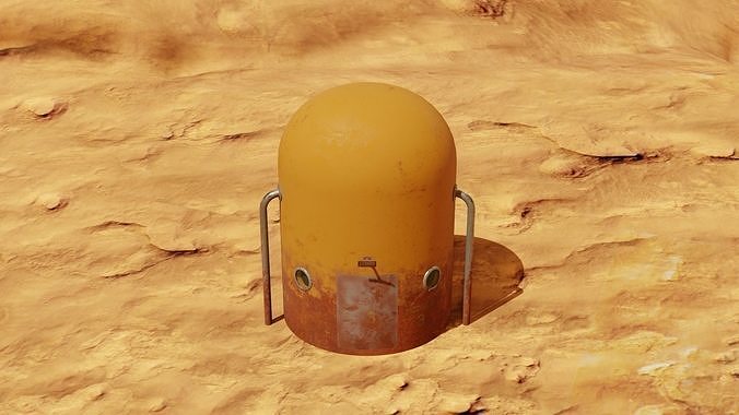 Mars module and landscape Low-poly 3D model