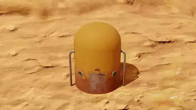 Mars module and landscape Low-poly 3D model