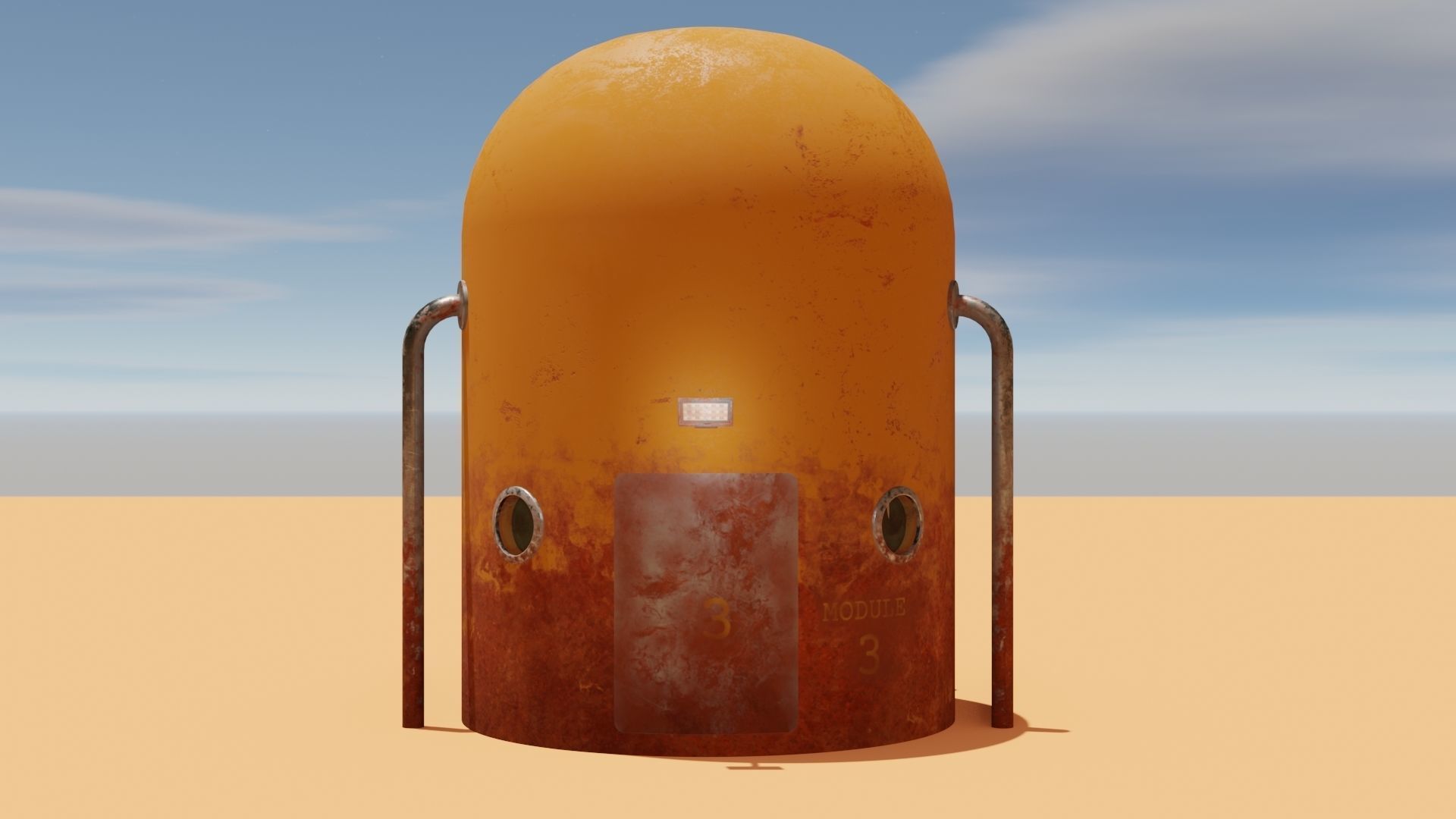 Mars module and landscape Low-poly 3D model_2