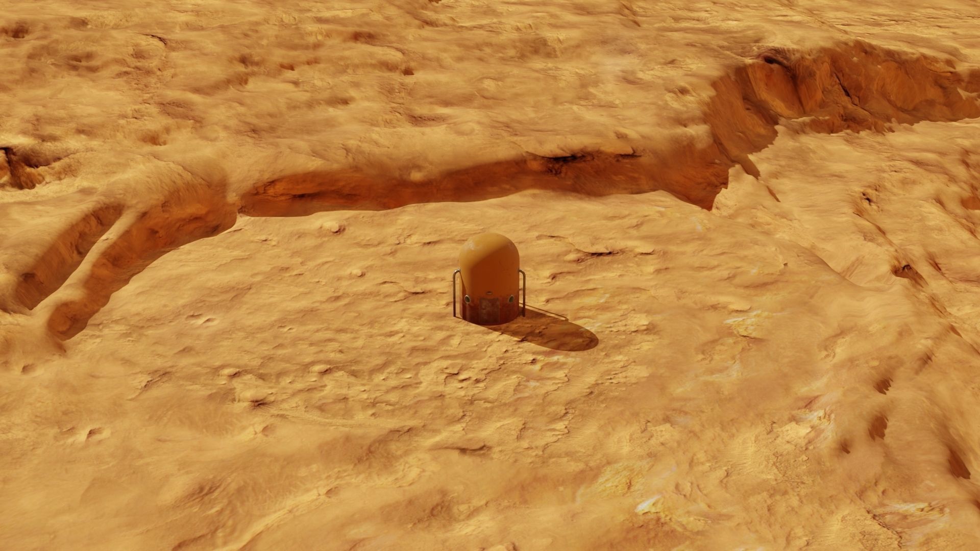 Mars module and landscape Low-poly 3D model_1