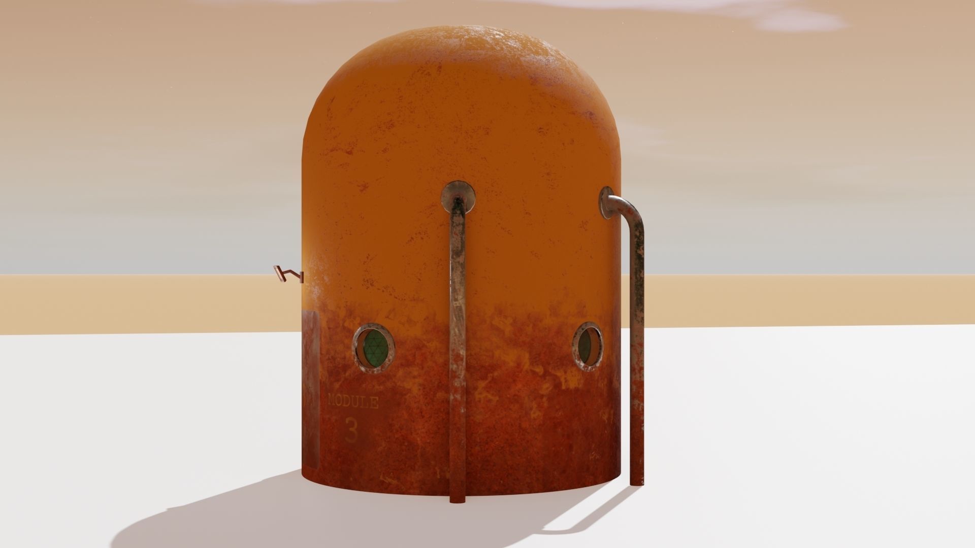 Mars module and landscape Low-poly 3D model_10