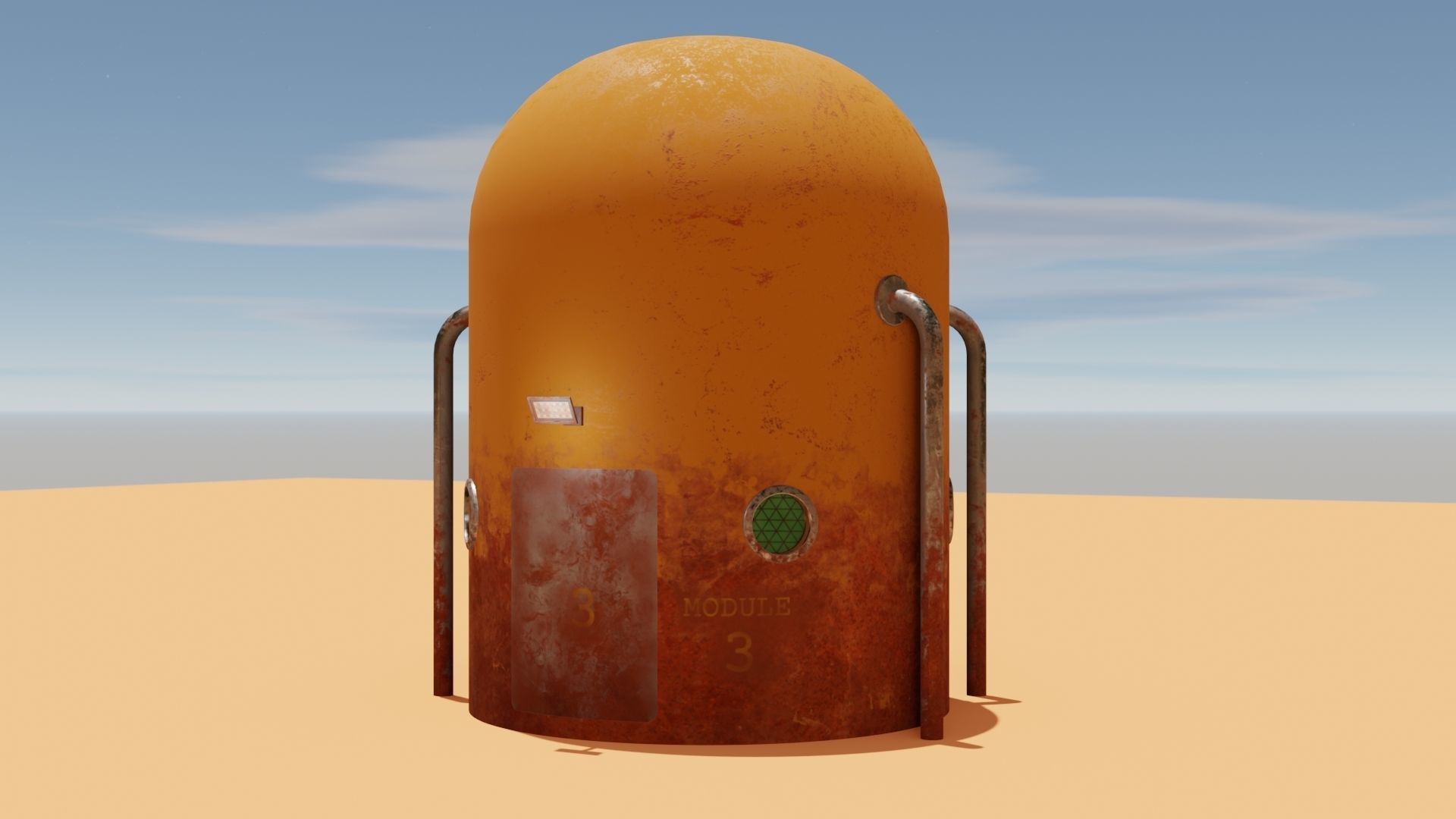 Mars module and landscape Low-poly 3D model_3