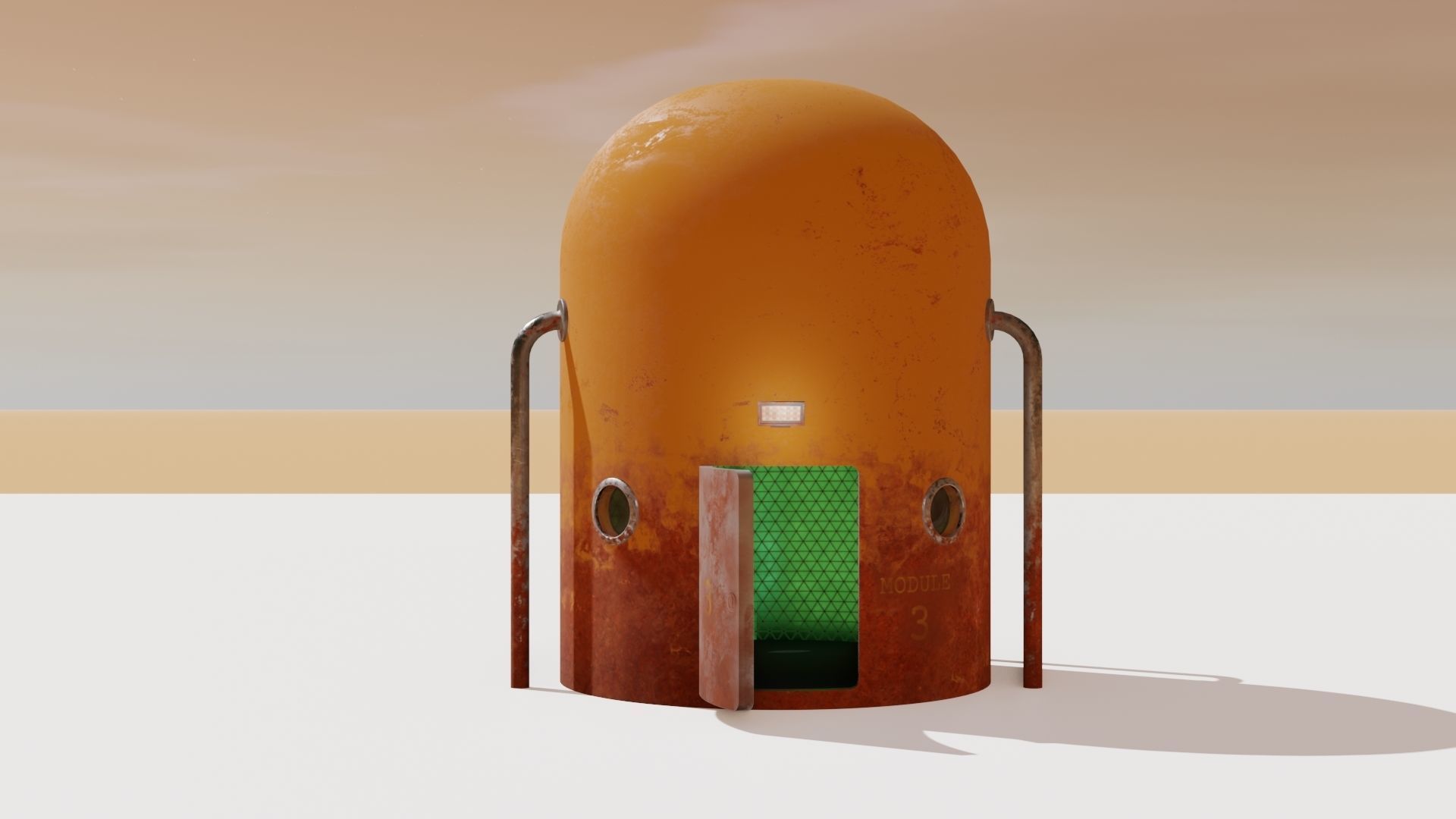 Mars module and landscape Low-poly 3D model_8