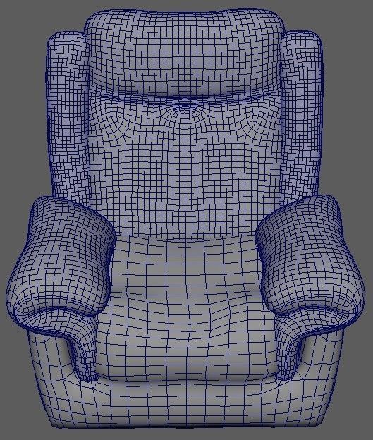 Armchair recliner chair Low-poly 3D model_4