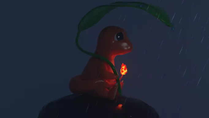 charmander in rain for printing 3D print model_0