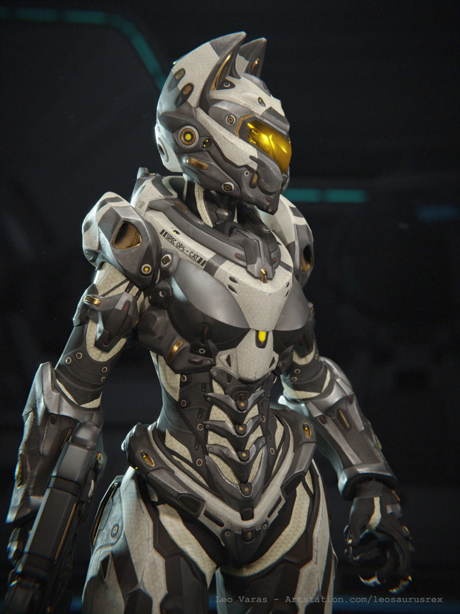 Yui - SpecOps Cat Low-poly 3D model_12