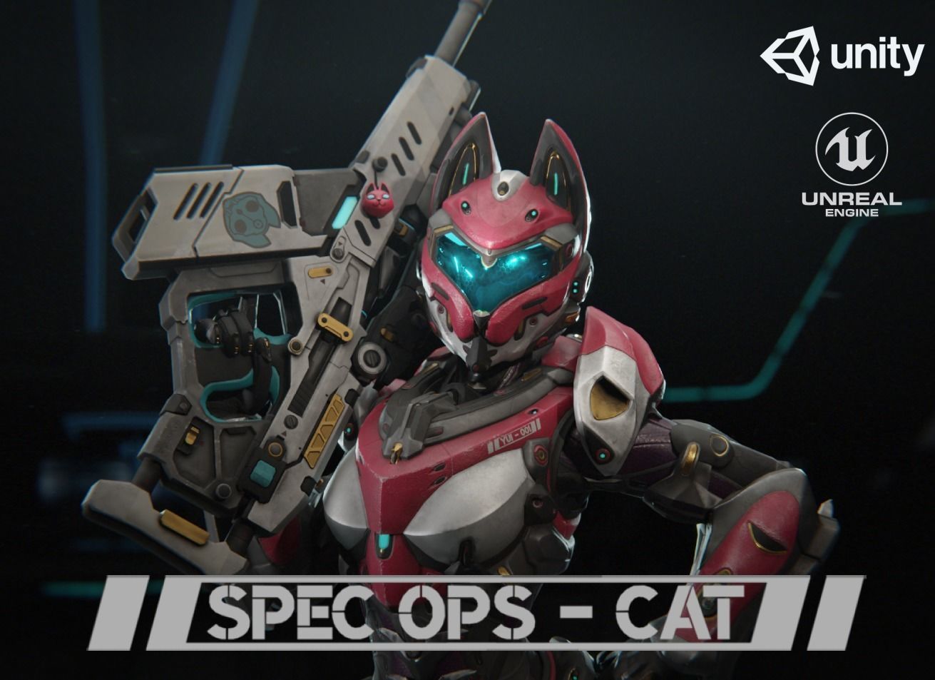 Yui - SpecOps Cat Low-poly 3D model_0