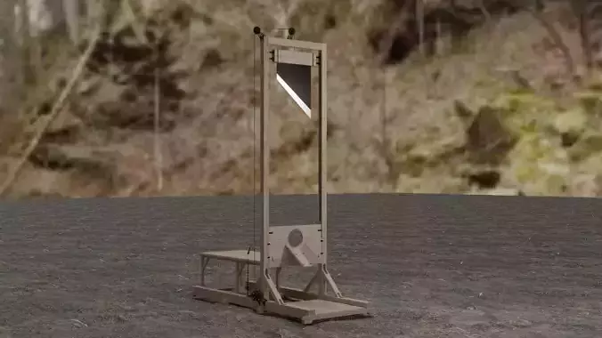 3d model of a guillotine wooden execution tool