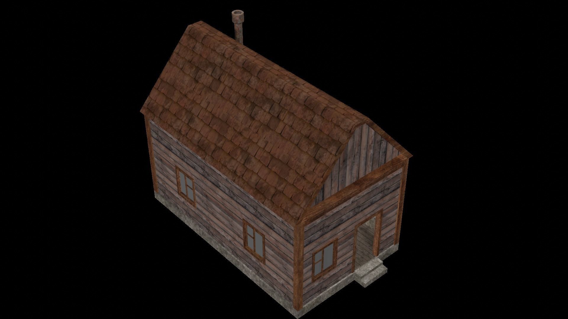 Old Wooden House Low-poly 3D model_3