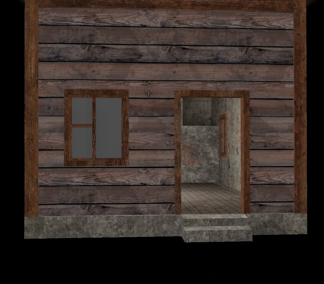 Old Wooden House Low-poly 3D model_6
