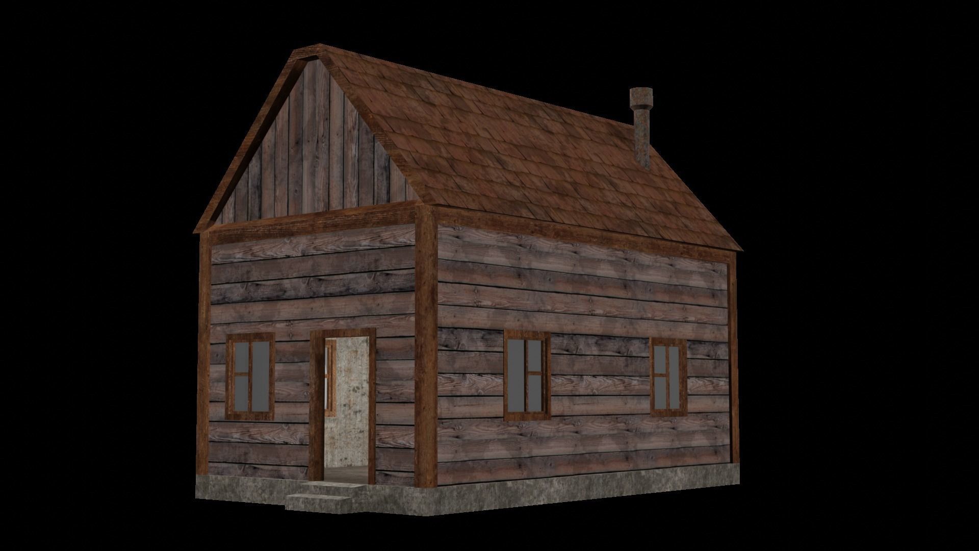 Old Wooden House Low-poly 3D model_15