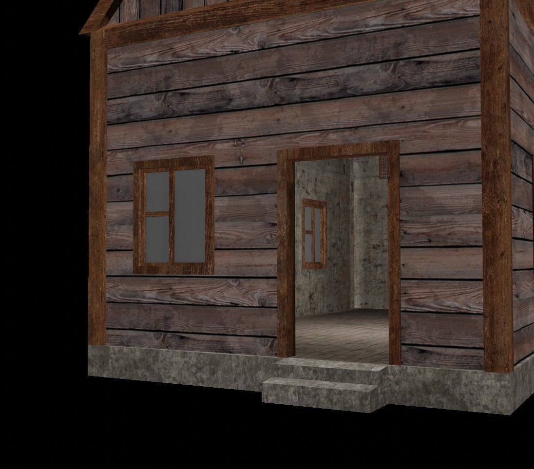 Old Wooden House Low-poly 3D model_7