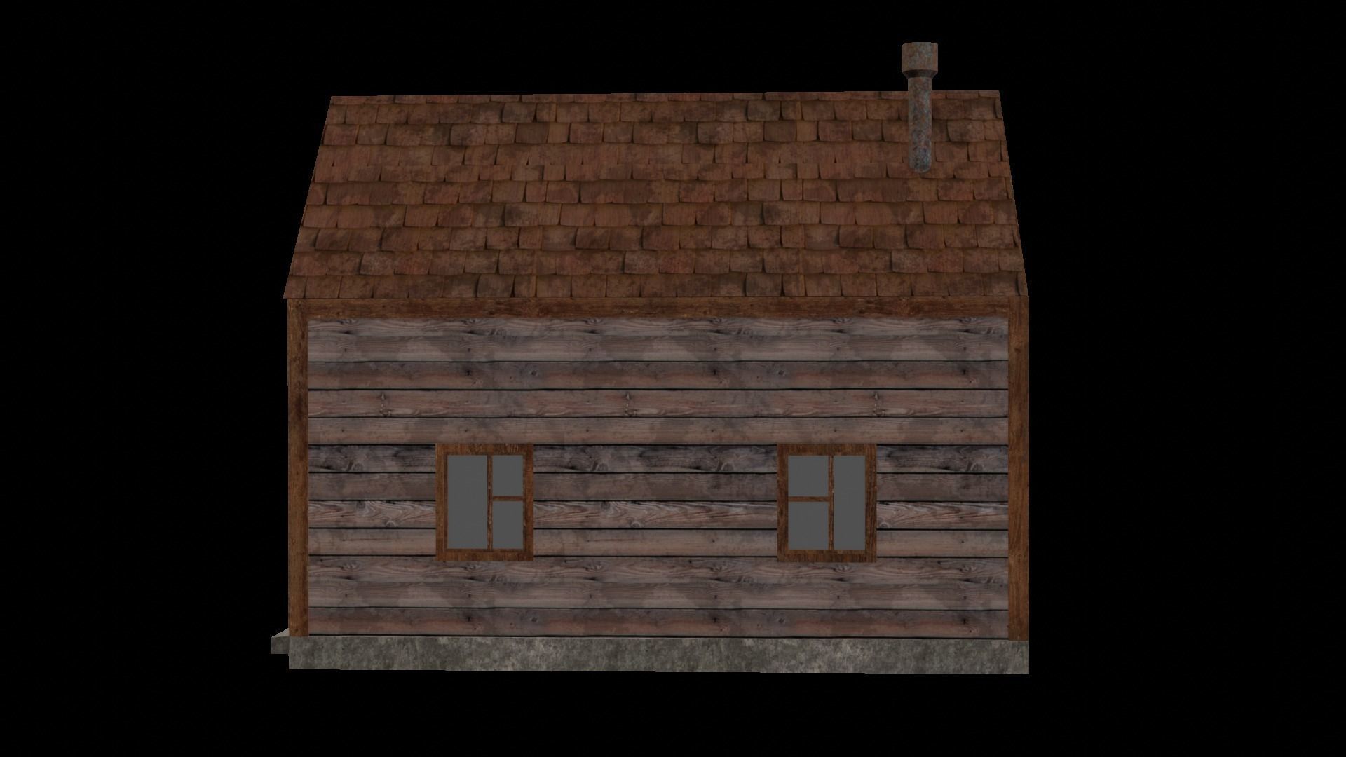 Old Wooden House Low-poly 3D model_1