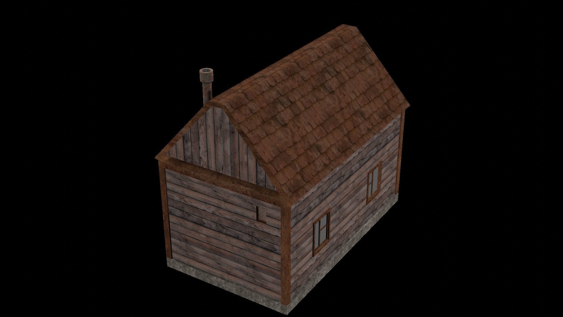 Old Wooden House Low-poly 3D model_4