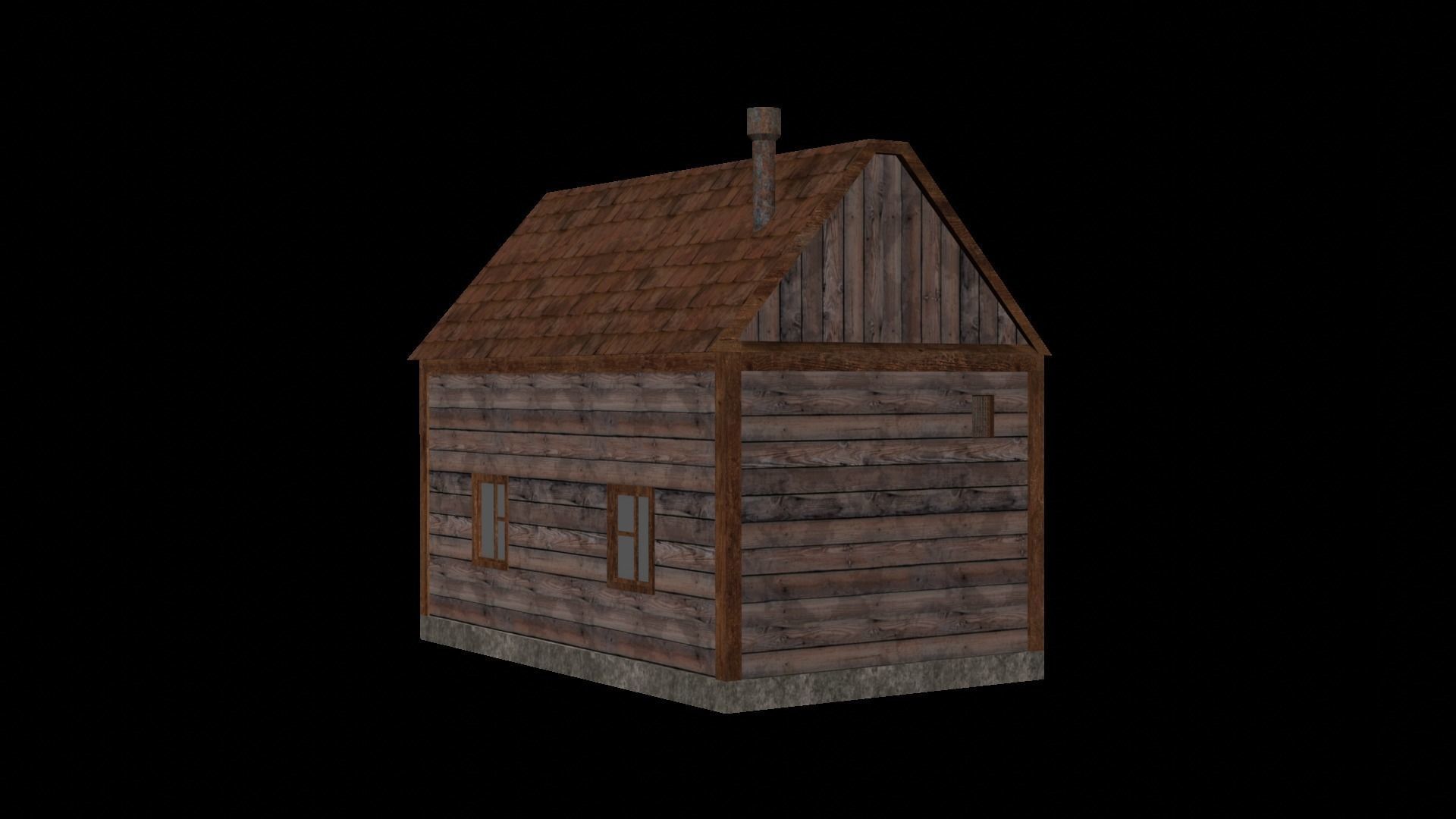 Old Wooden House Low-poly 3D model_9