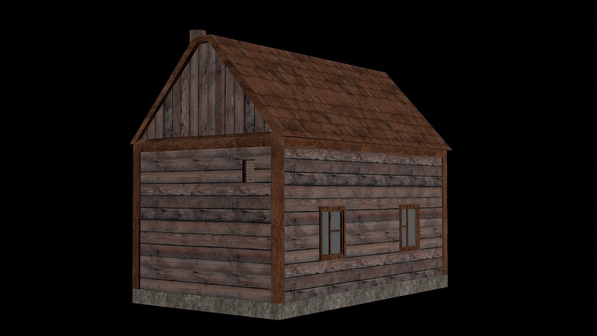 Old Wooden House Low-poly 3D model_11