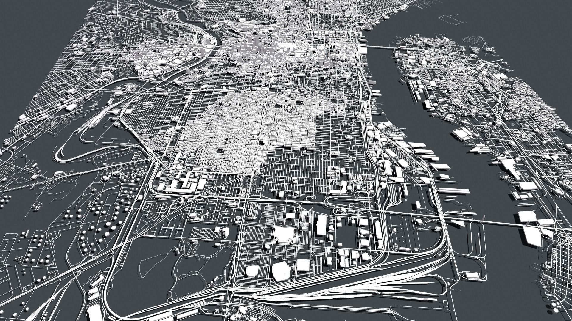 Cityscape Philadelphia Pennsylvania USA 3D model_2