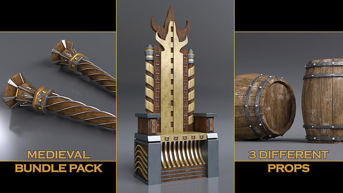 MEDIEVAL BUNDLE PACK Low-poly 3D model