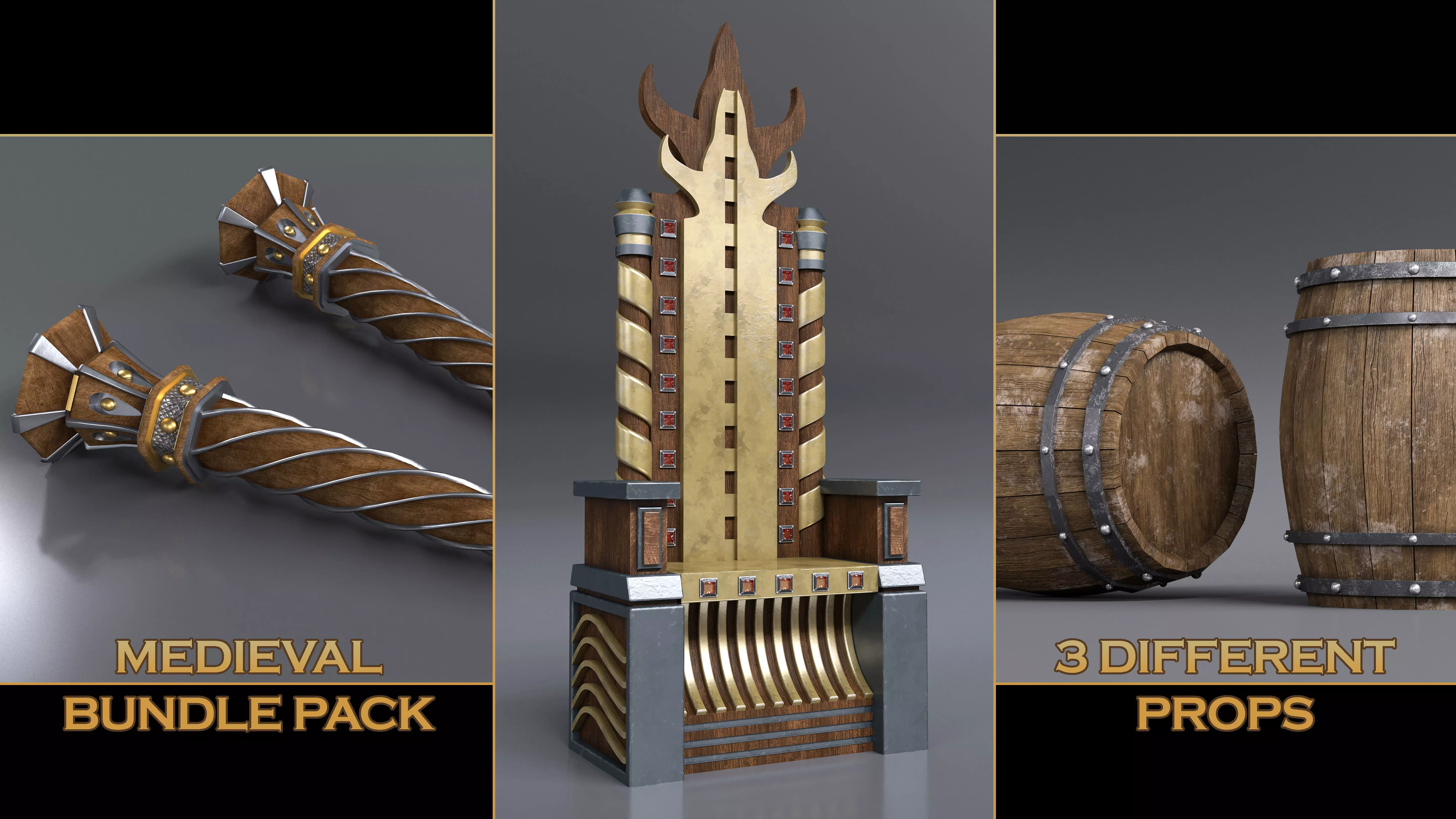 MEDIEVAL BUNDLE PACK Low-poly 3D model_0