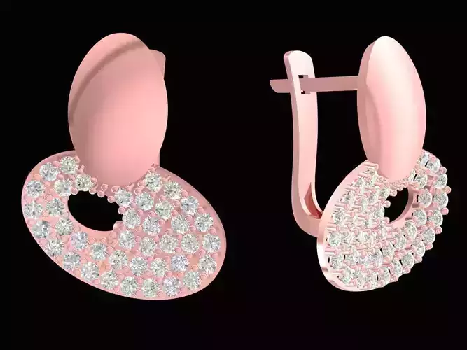 Oval Pave Diamond Earrings Jewelry  2660