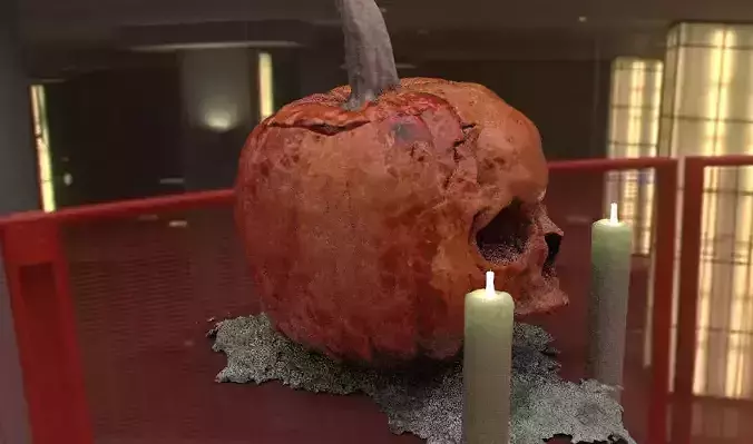 Scull Pumpkin 1 with candle 3D model