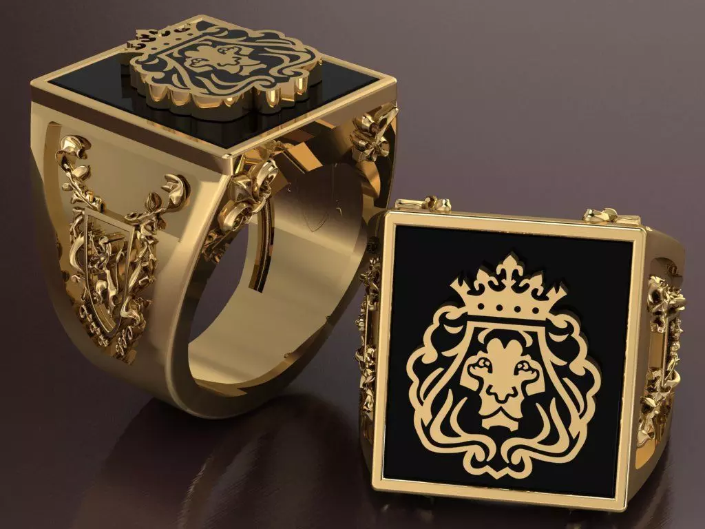 lion ring for men  3D print model_0